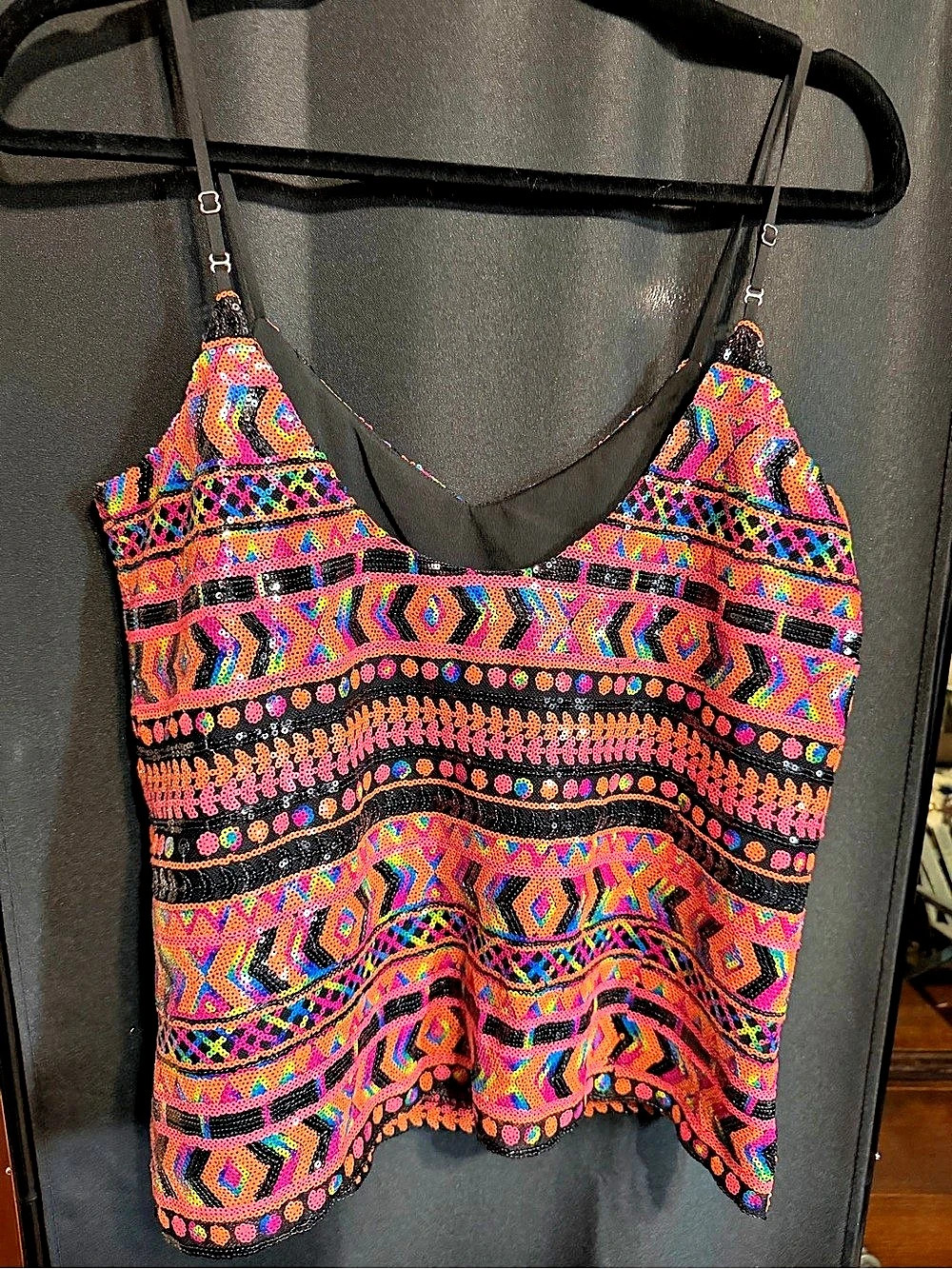 Dolce Vita 1005 Orange 277159 Milan Geometric Sequin Tank Top in Multicolor